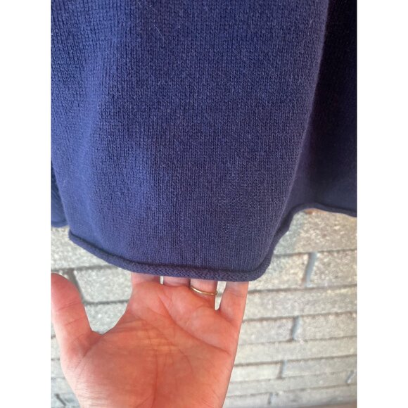 Eileen Fisher Venus Navy Blue Organic Cotton & Recycled Cashmere Turtleneck Knit - Picture 11 of 11